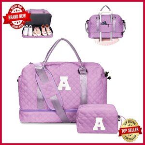Personalized Monogram Weekender Duffel Bag with Shoe Compartment Travel Carry-On